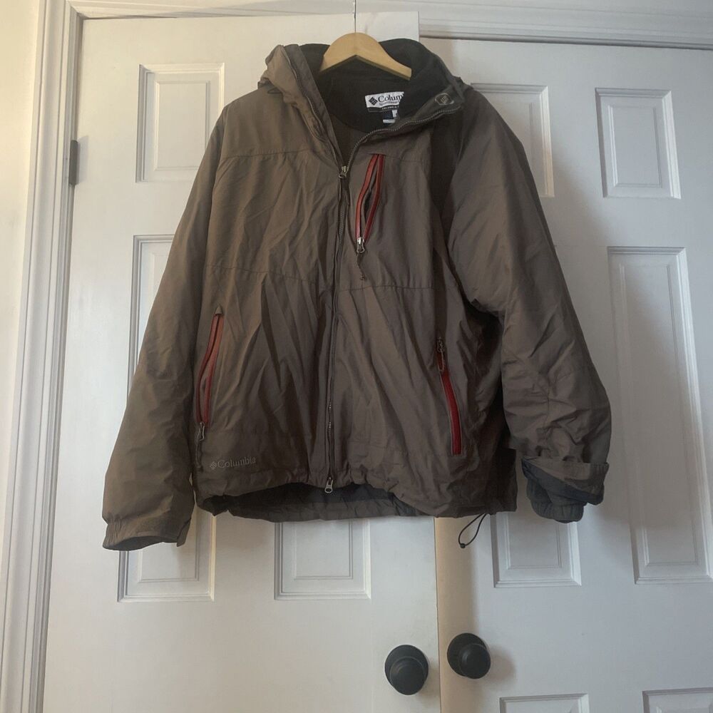 Vintage Columbia Interchange Jacket Mens XL 3-in-1 Ski Coat‎ Brown Fleece Liner
